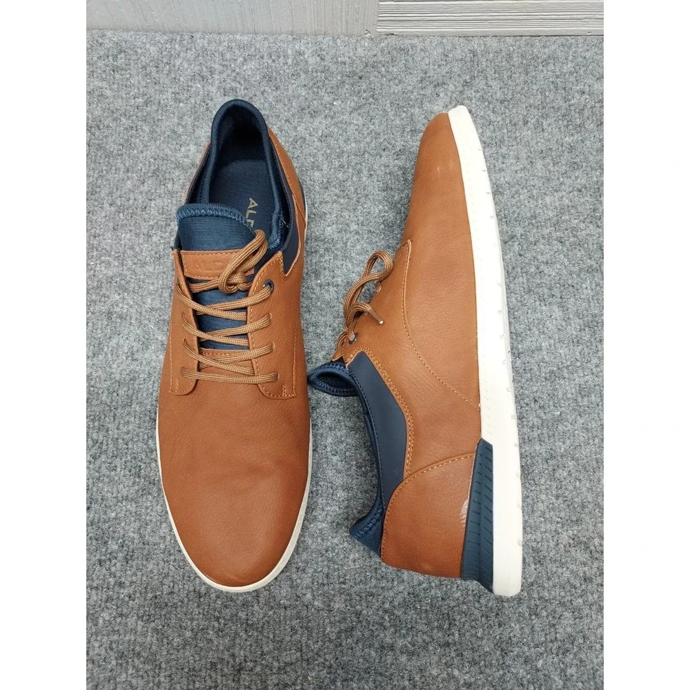 Aldo Men Dress Shoe 9.5 Brown Leather Derby Colby Lace Up Round Toe Business